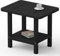 Outdoor Side Table - 2-Tier Storage All Weather Outdoor End Table for Patio - HDPE Morden Easy Maintenance Adirondack Side Table for Pool Porch Balcony Garden Lawn Backyard Outside Indoor