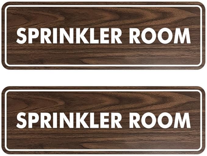 Signs ByLITA Standard Sprinkler Room Sign (Walnut) - Large 2 Pack