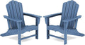KINGYES HDPE Adirondack Chair, Classic All-Weather Adirondack Chairs Set of 2, Outdoor Patio Adirondack Chair for Deck Lawn fire Pit, Navy