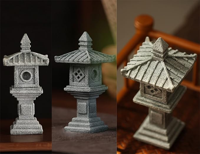 Miniature Fairy Garden Decoration Set,3 Japanese Lantern,10 Stepping Stone Mini Fairy Decor for Garden & Patio Micro Landscape Yard Bonsai Decoration