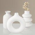 Ceramic Vase Set of 3, Small Flower Vase for Home Decor, Decorative Vases for Pampas Grass & Dried Flowers, Living Room, Bedroom, Bathroom, Shelf Centerpiece Table Decorations
