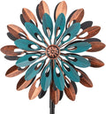 VEWOGARDEN 360° Outdoor Metal Wind Spinners Kinetic Wind Sculptures & Spinners for Yard Garden Lawn Patio Decorations, Blue & Bronze