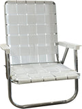 Lawn Chair USA Folding Aluminum Outdoor Patio Lawn Chair | Heavy-Duty Webbed Chairs for Camping, Sports, Beach, Yard & Tailgating | Lightweight Portable | High Back Beach Chair - Bright White