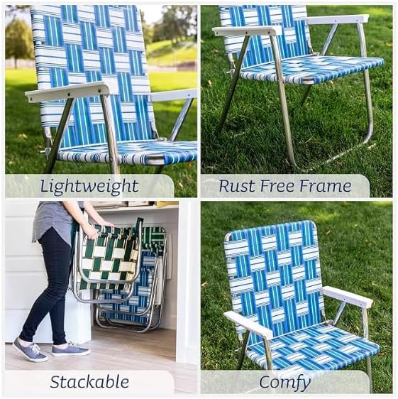 Lawn Chair USA Folding Aluminum Outdoor Patio Lawn Chair | Heavy-Duty Webbed Chairs for Camping, Sports, Beach, Yard & Tailgating | Lightweight Portable | Classic - Christmas Theme