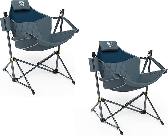 TIMBER RIDGE Hammock Camping Chair with Adjustable Backrest, Heavy Duty Folding Hammock Chair Supports 300lbs, Portable Hammock Chair for Camping, Travelling and Patio, Blue 2 Pack