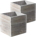 Wooden Planter Box, Rustic Barn Whitewash with Plastic Liner l Garden Decor l Restaurant and Wedding Decorations l Wedding Bouquets, Table Centerpiece (6x6 Set of 2, Whitewash)