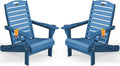 Adirondack Chairs Set of 2, Outdoor Fire Pit Chairs, HDPE All-Weather Adirondack Chairs with Cup Holder, Lawn Chair for Deck, Patio, Garden (NavyBlue)