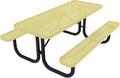 Coated Outdoor Furniture Heavy-Duty Portable Outdoor Picnic Table, Thermoplastic Coated Punched Steel Commercial-Grade Patio Dining Furniture Made in America (6ft Rectangular, Textured Sandstone)