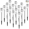 TWINSLUXES 16 Pack Solar Outdoor Lights, Dual Light Source LED Pathway Lights Solar Powered, Stainless Steel Waterproof Solar Garden Lights Decoration for Garden Patio and Walkway, Cool Warm