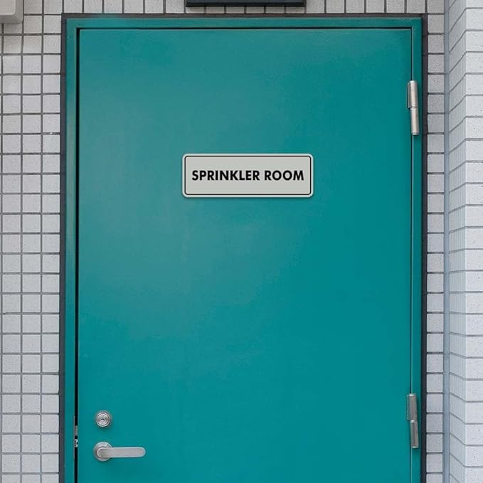 Signs ByLITA Standard Sprinkler Room Sign (Ivory/Dark Brown) - Medium 2 Pack