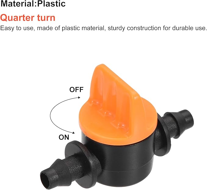 MECCANIXITY Micro Ball Valve 1/4" Barb Connector Shut Off Switch Plastic for Irrigation Drip Tube 2 Pack