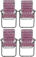 Retro Webbed Camping Chair - Lightweight, Foldable, Durable Steel Frame, 300lb Capacity, Vintage Red/Blue Stripes by Caddis Sports (4)