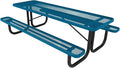 Coated Outdoor Furniture Heavy-Duty Portable Outdoor Picnic Table, Thermoplastic Coated Expanded Metal Commercial-Grade Patio Dining Furniture Made in America (8ft Rectangular, Light Blue)