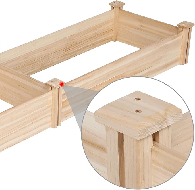 Yaheetech 8×2ft Wooden Horticulture Raised Garden Bed Divisible Elevated Planting Planter Box for Flowers/Vegetables/Herbs in Backyard/Patio Outdoor, Natural Wood, 95 x 25 x 11in