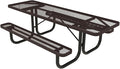 Coated Outdoor Furniture Heavy-Duty Portable ADA-Compliant Outdoor Picnic Table, Expanded Metal Patio Dining Furniture Made in America (8ft Rectangular, Both-Side Handicap, Brown)