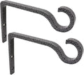 Hanging Plant Bracket 6inch Metal Plant Hook Decorative Wall Plant Hanger for Hanging Lanterns, Bird Feeder, Flower Basket, Home Decor Indoor & Outdoor (2, Silver Hammertone)