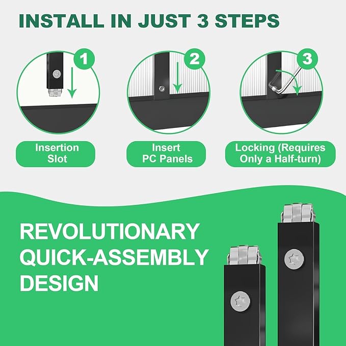 Greenhouse 6x4 FT Aluminum-Framed Heavy Duty Polycarbonate with Quick Setup Structure and Roof Vent Large Enhanced Outdoors Green House Kit