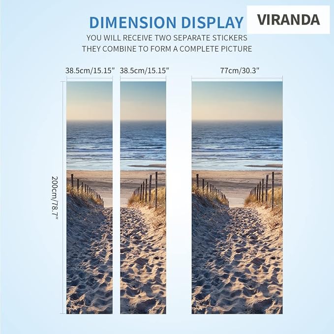 3D Door Stickers - Peel & Stick Murals - Landscape - Self-Adhesive, Removable PVC Waterproof Door Poster - 37.4" x 82.7"