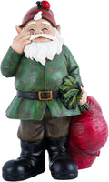 Topadorn Gnomes Figurine Resin Sculpture Garden Gnome Drag a Brunch of Radishes Statue with a Ladybug for Outdoor Garden Decor, Radish Harvest 10 Inch
