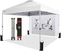 CROWN SHADES 10x10 Pop Up Canopy Tent with Game Netting - Beach Tent with One Push Setup - Outdoor Sun Shade for Events, Parties, Camping with STO-N-Go Cover Bag, Silver Coated Top, White