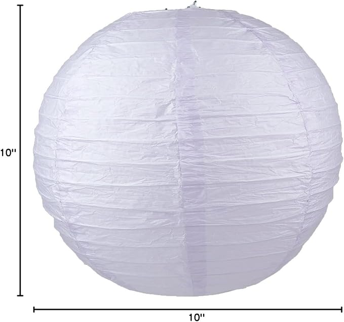 WYZworks Round Paper Lanterns 10 Pack (Light Lavender, 10") - Hanging Paper Lanterns Lamp for Wedding, Birthday, Party and Home Decorations with 8", 10", 12", 16" Option