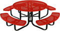 Coated Outdoor Furniture Heavy-Duty Portable Outdoor Kids Table with Umbrella Hole, Punched Steel Kids Picnic Table, Commercial-Grade, Made in America (46 In, Round, Childrens, Red)