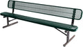 Heavy-Duty Portable Outdoor Bench Thermoplastic Coated, Expanded Metal, Commercial-Grade Seating, Made in America (Portable with Back, 8 Ft, Dark Green)