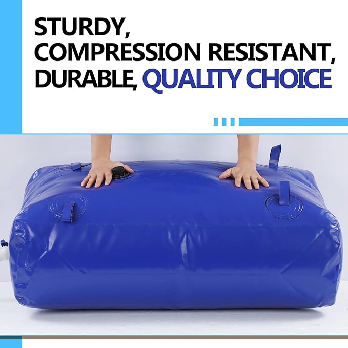 Kingdder Large Capacity Water Storage Bladder Emergency Water Bladder Tanks Foldable Storage Tank Portable Rainwater Bag for Drought Resistance Fire Protection Agricultural Irrigation(1000L)