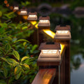 TW SHINE 4 Pack Solar Outdoor Fence Post Lights, 2 Modes Post Cap Lights Waterproof Warm White/Cool White for Yard, Garden, Porch, Patio Decor, for 4x4 5x5 6x6 Wood Posts, White