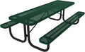 Coated Outdoor Furniture Heavy-Duty Portable Outdoor Picnic Table, Thermoplastic Coated Punched Steel Commercial-Grade Patio Dining Furniture Made in America (8ft Rectangular, Textured Green)