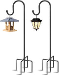 5-Prong Shepherd Hooks for Outdoor 2 Pack Heavy Duty Iron Garden Hooks for Hanging Plants, Bird Feeders, Lanterns, Solar Lights, and Wedding Decor – Rust-Resistant, Adjustable, Easy to Install 48 Inch