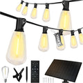DAYBETTER 100ft Series de Luces solares 50 Bulbs 2700K Warm White Solar String Lights Outdoor Waterproof 5W Solar Panel, 12+ Hours Runtime Luces solares automáticas