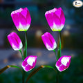 Veesee Solar Garden Outdoor Flower Light, Powered Stake for Decorative Landscape Lawn Yard Patio LED Lighting (Tulip-Purple, 2Pack)