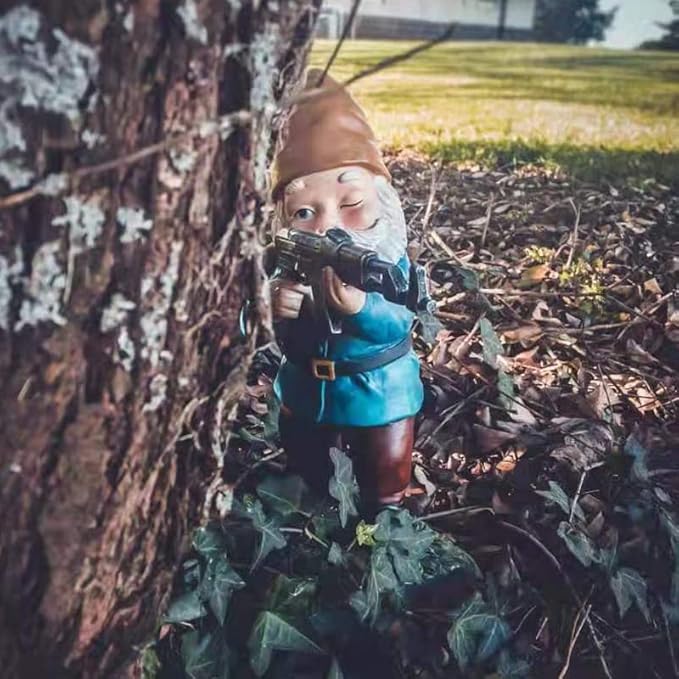 3Pcs Military Soldier Garden Gnomes with Guns AK47, Funny Army War Combat Defender Gnome Statue Figurines, Indoor Outdoor Patio Yard Lawn Desktop Ornament Decor,Valentine's Day Men Gift
