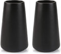 Simple Vase for Flowers Plants, Matte Vases for Modern Table Shelf Home Decor Wedding Boho Decor, 6" H Frosted Elegant Ceramic Vase for Pampas Grass Fluffy Stem Bouquet Lavender Flowers (Black, 2)