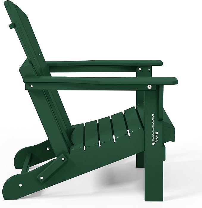 Westin Outdoors Laguna WO Home Furniture Adirondack Chair 4 PC Set Classic Outdoor Patio Folding Chair for Bon Fire Pit Lawn Backyard Beach Plastic Weather-Resistant (Dark Green)