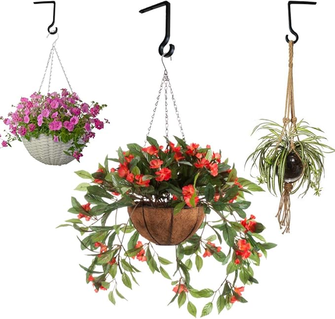 Hanging Plant Bracket 6inch Metal Plant Hook Decorative Wall Plant Hanger for Hanging Lanterns, Bird Feeder, Flower Basket, Home Decor Indoor & Outdoor (2, Silver Hammertone)