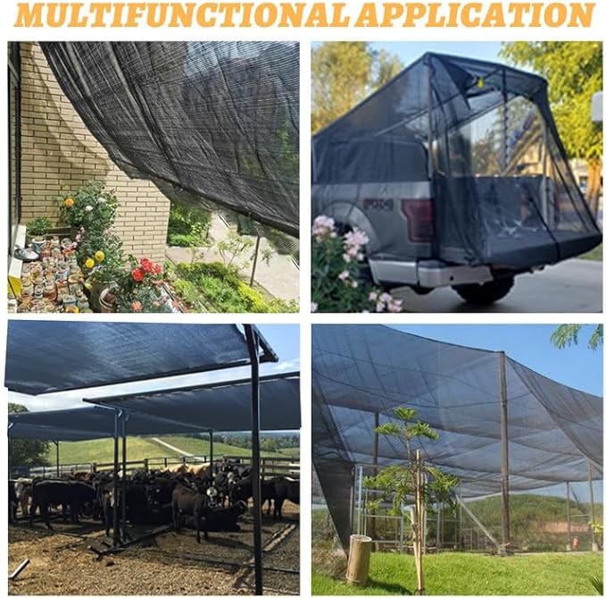 Cool Area 55% 8x12ft Sunblock Shade Cloth Cover Mesh UV Resistant Net for Garden Flower Plant Greenhouse, Black