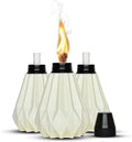Deco Window Pack of 3 Table Torch for Indoor Outdoor Citronella Oil Tabletop Ceramic Lamp Landscape White Lantern with Fiberglass Wick & Cap for Garden Patio Yard Party Decor Light