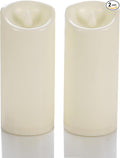 CANDLE CHOICE Waterproof Outdoor Battery Operated Flameless Candles with Timer Flickering Plastic Resin Electric LED Pillar Lights for Lantern Patio Garden Wedding Party Decorations 3x7 Inches 2 Pack