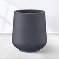 Kante 15.3" Dia Round Concrete Planter, Outdoor Indoor Large Plant Pots Containers with Drainage Hole and Rubber Plug for Home Garden Patio, Dark Gray