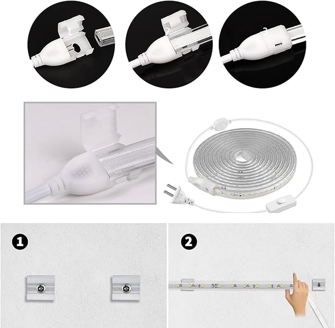 Outdoor LED Strip Lights,AC110V 65.6FT/20M LED Light Strip,IP65 Waterproof 3500K Flexible LED Rope Lights for Patio Backyard Garden Kitchen Lighting(65.6FT, Warm White)
