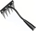 Gardenia Iron Weeding Rake, Iron Rake 2.0 for Gardening and Weeding, Detachable Double-Edged Blade Design Carbon Steel Heavy-Duty Weed Rakes,Hand Weed Puller Tools for Lawn Yard Garden Farm (5 teeths)