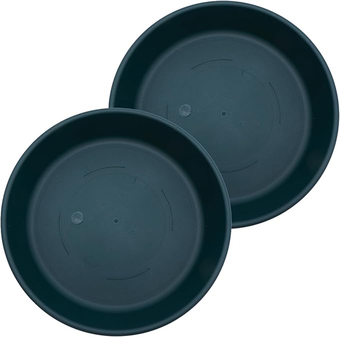 The HC Companies Flower Pot Saucers - Plastic Plant Saucer for Outdoors & Indoors - Traditional Design Plant Pot Trays for Water Drainage - Durable & Stylish Round Plant Tray (21-inch Evergreen)