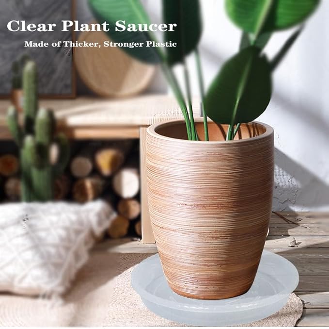 Plant Saucer 6 Pack of 4 6 8 10 12 14 16 inch, Clear Plastic Flower Plant Pot Saucer, Heavy Duty Plant Drip Trays Saucers for Indoor, Plant Water Tray for Planters (6", Clear)