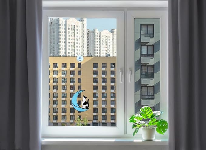 Black and White Cat Gifts，Cat Loss Sympathy Gift，Cat Memorial Gifts for Loss of Cat，Tuxedo cat Gifts，Cat Suncatcher，Stained Glass Cat Window Hanging