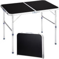 Outvita 3ft Portable Folding Camping Table, Outdoor Waterproof Adjustable Height Table, Aluminum Lightweight Suitcase Foldable Table for Picnic BBQ Beach Dining