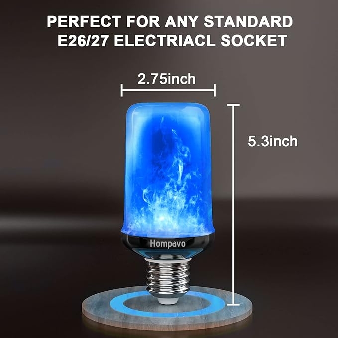 Hompavo 【Upgraded】 LED Flame Light Bulbs, Purple Flickering Light Bulbs with Upside Down Effect, E26/E27 Flame Bulb for Halloween Christmas Party Indoor and Outdoor Home Decoration (2 Pack)