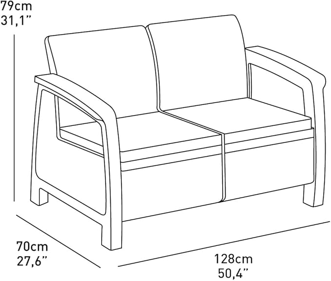 Keter Corfu 4 Piece Set All Weather Outdoor Patio Garden Furniture with Cushions, Charcoal