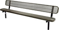 Heavy-Duty Outdoor Bench Thermoplastic Coated, Expanded Metal, Commercial-Grade Seating, Made in America (Inground with Back, 8 Ft, Textured Gold Vein)